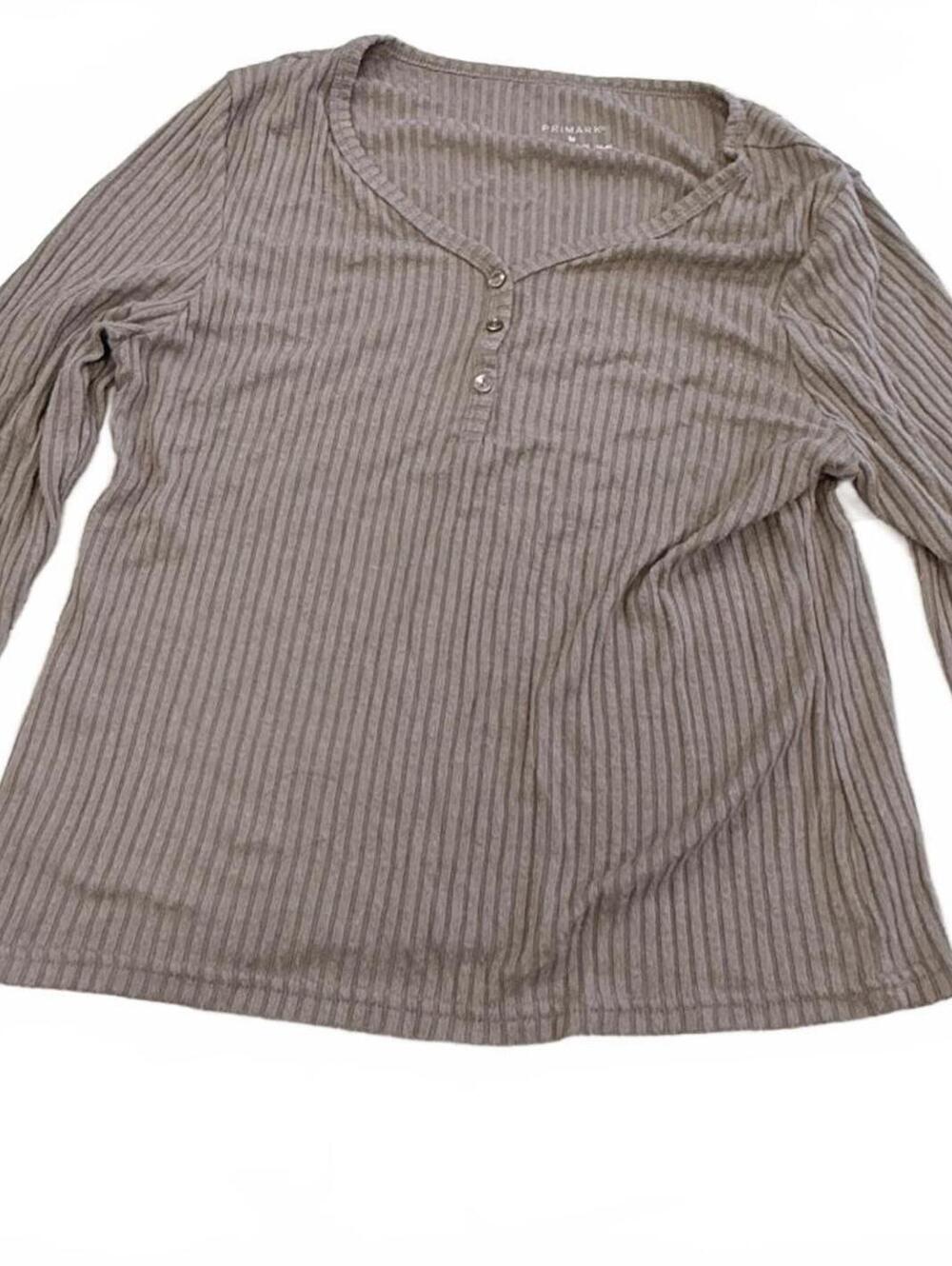 Primark Taupe Ribbed Long Sleeve Top Medium